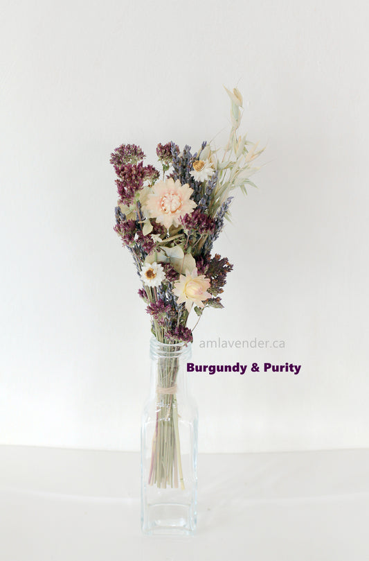 Small Bouquet for bud vase - Burgundy & Purity